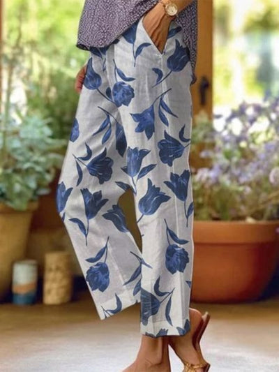 Zoe - Summer Trousers With Floral Pattern