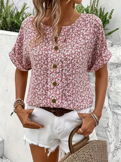 Charis Floral Button-Up Blouse