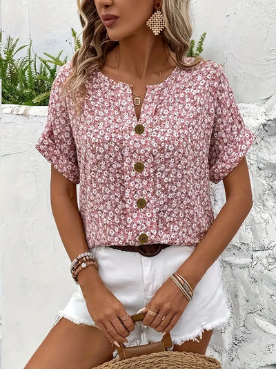 Charis Floral Button-Up Blouse