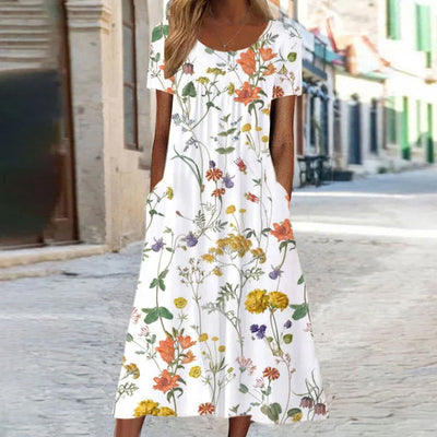 Isabelle Boho Floral Dress with Tummy Coverage