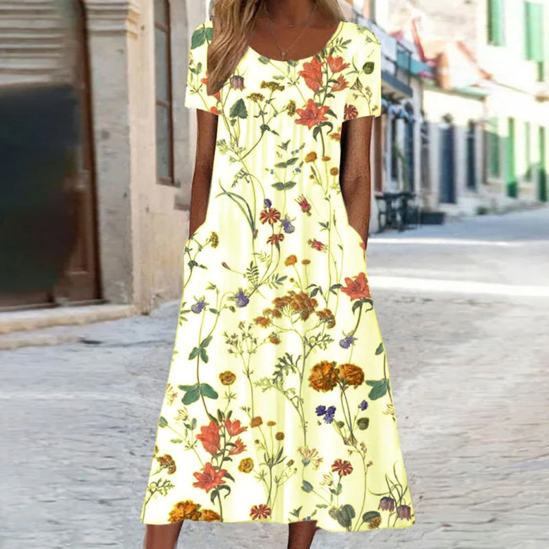 Isabelle Boho Floral Dress with Tummy Coverage