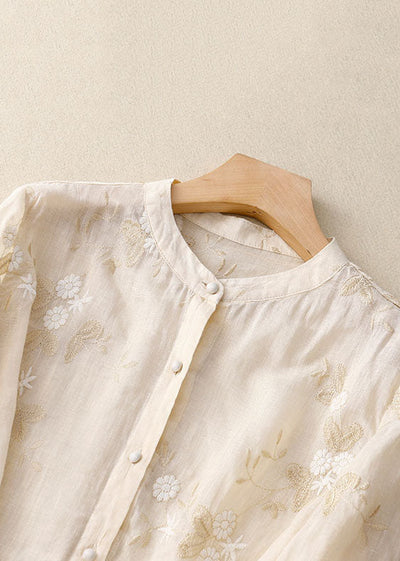 Eloise Embroidered Cotton-Linen Blouse