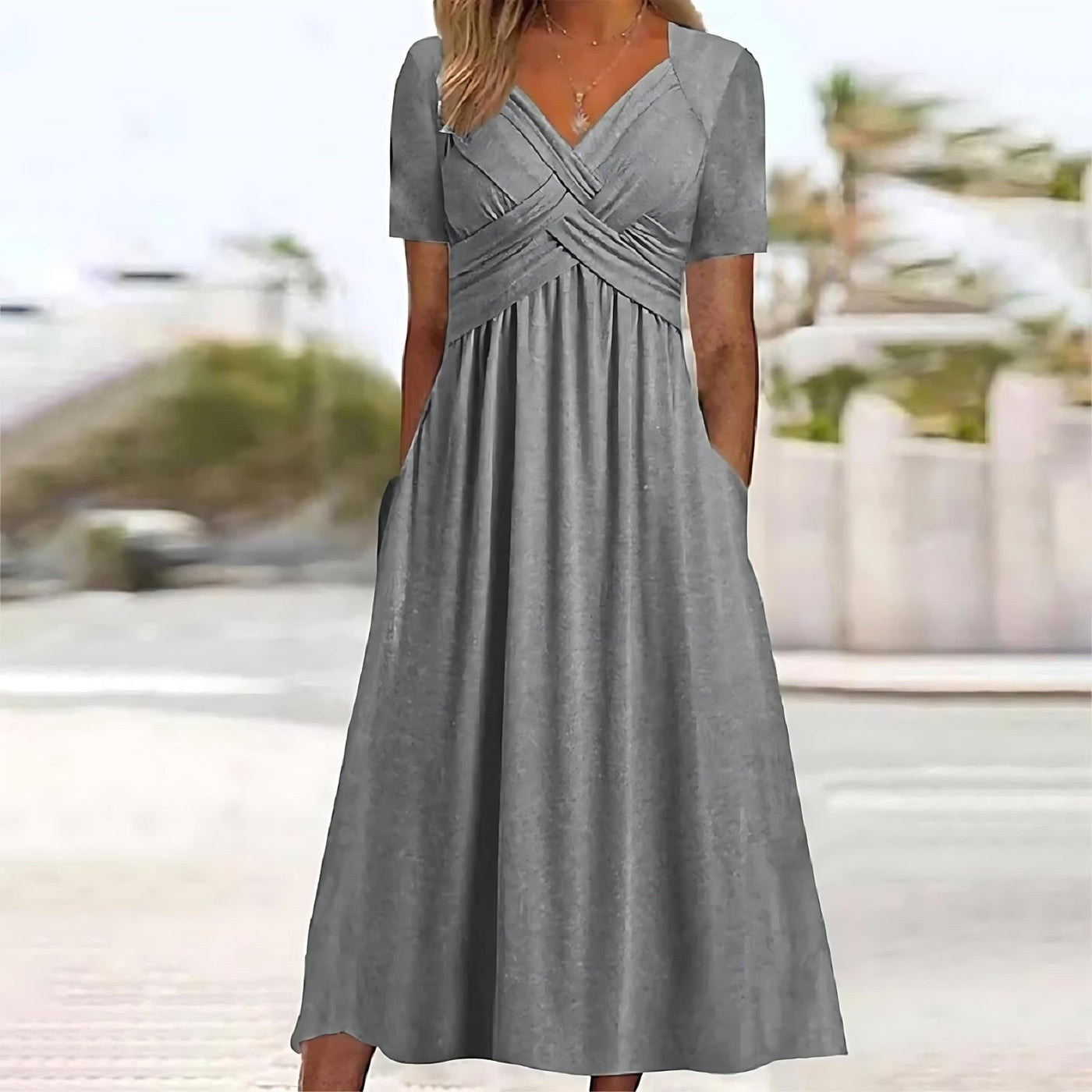 Jamila Elegant Midi Dress with Tummy Coverage