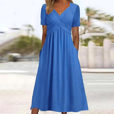 Jamila Elegant Midi Dress with Tummy Coverage