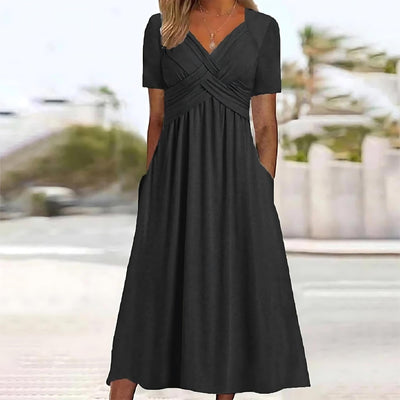 Jamila Elegant Midi Dress with Tummy Coverage