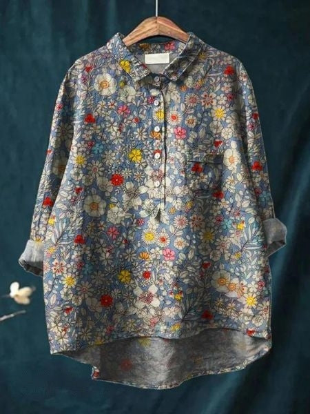 Lila Floral Print Blouse