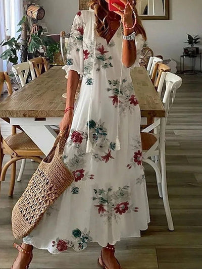 Evan Elegant Boho Dress with Tummy Coverage